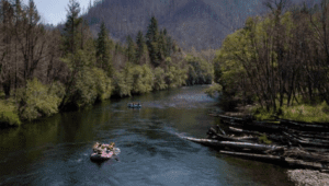 photo of people rafting down a river