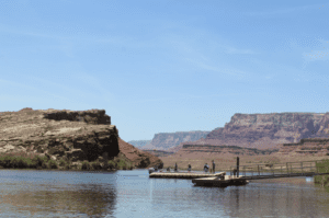 Lee's Ferry, pictured here, serves as the point where negotiators of the Colorado River Compact divided the river into two basins.