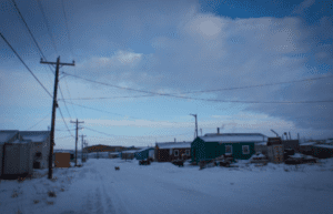 Image of Stebbins, Alaska, a desolate town of only 634 people located across the Norton Sound from the likewise seaside town of Nome.