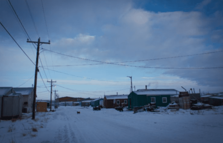 Image of Stebbins, Alaska, a desolate town of only 634 people located across the Norton Sound from the likewise seaside town of Nome.