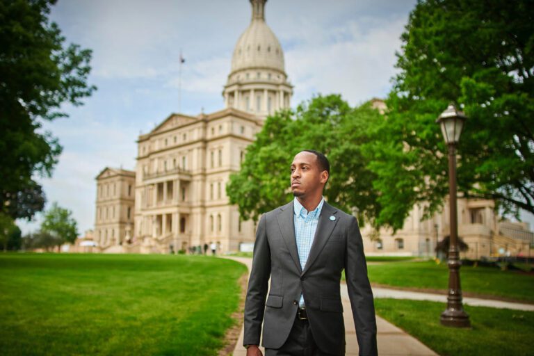 Jeremy Orr Outside the Michigan State Capitol Building